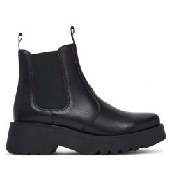 Sztyblety Fly London. Czerwone botki damskie Fly London, bez wzorów, bez obcasa, na słupku, bez zapięcia. Za 749.99 zł.