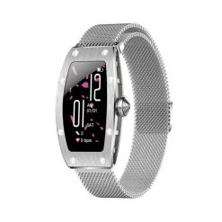 Smartwatch Kumi K18 Svarovski srebrny. Szare smartbandy Kumi, bez wzorów. Za 178.99 zł.