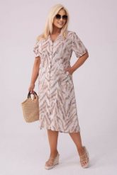 Letnia sukienka Nel w stylu safari PLUS SIZE XXL LATO. Brązowe sukienki damskie Moda Size Plus Iwanek, na plażę, na lato, plus size, bez wzorów, z elastanu, eleganckie, z asymetrycznym kołnierzem, plus size, bez ramiączek, mini, asymetryczne. Za 299.90 zł.