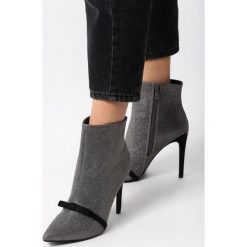 Szare Botki Angelonia. Szare botki damskie Born2be, bez wzorów, z materiału, za kostkę, bez obcasa, na obcasie, bez zapięcia. Za 159.99 zł.