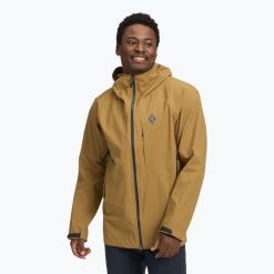 Kurtka przeciwdeszczowa męska Black Diamond Highline Stretch Shell. Brązowe kurtki męskie Black Diamond, m, bez wzorów, sportowe, bez kaptura. Za 1,159.00 zł.
