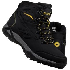 Buty męskie zimowe trekkingowe HI-TEC MEDELIN. Czarne trekkingi męskie Hi-tec, na zimę, z gumy, bez zapięcia. Za 258.99 zł.