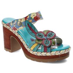 Niebieskie Klapki Laura Vita Eleganckie Obuwie Damskie. Niebieskie klapki damskie Laura Vita, na lato, bez wzorów, z jeansu, eleganckie, bez obcasa, na obcasie, bez zapięcia. Za 289.00 zł.