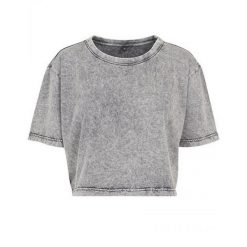 Koszulka Damska Acid Wash Crop T-shirt. Białe bluzki damskie BUILD YOUR BRAND, xs, bez wzorów, sportowe, bez kołnierzyka, bez ramiączek. Za 73.99 zł.