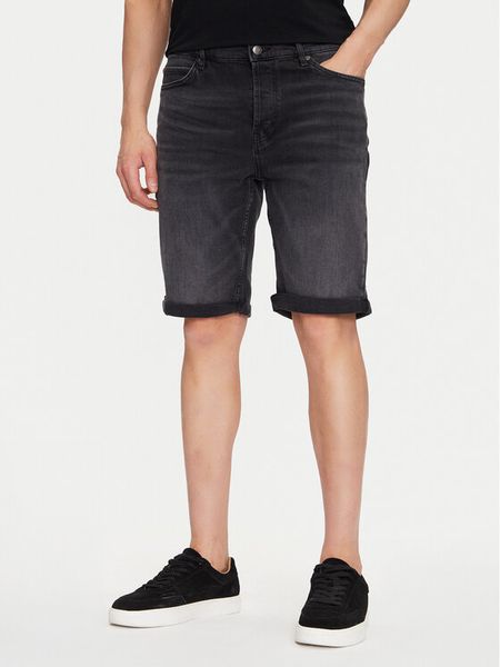 HUGO Szorty jeansowe 50539932 Czarny Slim Fit. Czarne szorty męskie Hugo, bez wzorów, z bawełny. Za 279.99 zł.