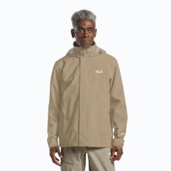Kurtka przeciwdeszczowa męska Jack Wolfskin Trailtime 2L. Brązowe kurtki męskie Jack Wolfskin, l, bez wzorów, z materiału, bez kaptura. Za 559.99 zł.