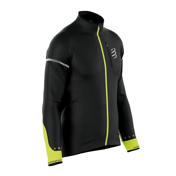 Kurtka przeciwwiatrowa męska Compressport Hurricane Windproof Jacket Flash. Czarne kurtki męskie Compressport, m, bez wzorów, bez kaptura. Za 445.99 zł.