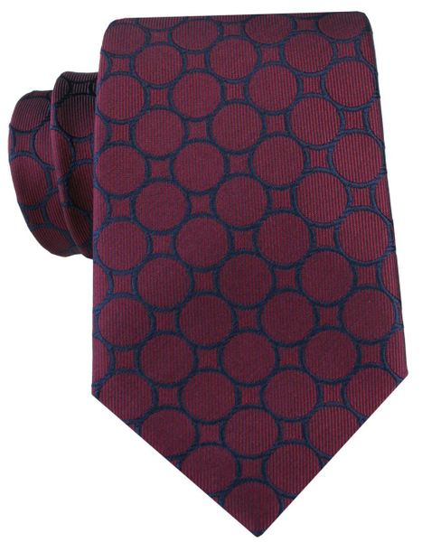Bordowy Krawat w Duże Grochy - Alties. Czerwone krawaty i muchy Alties, bez wzorów, z tkaniny, eleganckie. Za 55.00 zł.