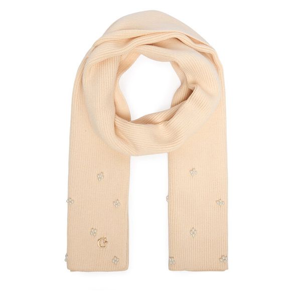 Szalik Guess. Brązowe szaliki damskie Guess, z aplikacjami. Za 234.99 zł.