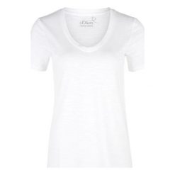 S.Oliver T-shirt damski 04.899.32.5073 . 0100 White (rozmiar 40). Białe t-shirty damskie S.Oliver, s, bez wzorów, bez kołnierzyka, bez ramiączek. W wyprzedaży za 49.00 zł.