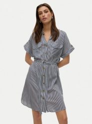 Vero Moda Sukienka koszulowa Bumpy 10325828 Granatowy Loose Fit. Niebieskie sukienki damskie Vero Moda, xl, bez wzorów, z wiskozy, bez kołnierzyka, bez ramiączek, koszulowe. Za 139.99 zł.