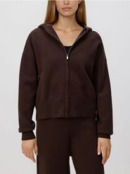 Rozpinany sweter z kapturem - brązowy. Brązowe kardigany damskie Reserved, l, bez wzorów, z dzianiny, bez kołnierzyka. Za 139.99 zł.