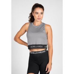Damski crop top Gorilla Wear Colby. Szare topy damskie GORILLA WEAR, bez wzorów, z materiału, sportowe, bez kołnierzyka, bez ramiączek. Za 184.50 zł.