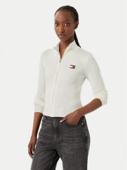 Tommy Jeans Kardigan Tjw Zip High Neck Cardigan Ext DW0DW20967 Biały Slim Fit. Białe kardigany damskie Tommy Jeans, l, bez wzorów, z bawełny, bez kołnierzyka. Za 409.99 zł.