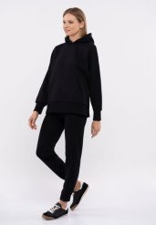 Bluza oversize B-LOVE. Czarne bluzy damskie Volcano, m, bez wzorów, z bawełny, bez ramiączek, z kapturem. Za 179.99 zł.