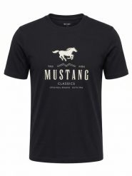 Męski T-Shirt Mustang Style Austin Jet Black 1017270 4188. Czarne t-shirty męskie Mustang, l, bez wzorów, bez kołnierzyka, bez ramiączek. Za 69.99 zł.