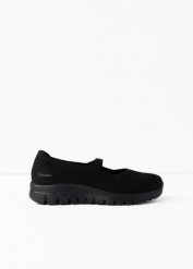 Buty Skechers Barefoot. Czarne obuwie sportowe damskie bonprix, bez wzorów, bez zapięcia. Za 169.99 zł.