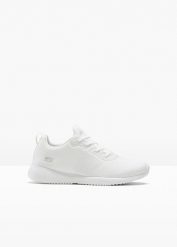 Sneakersy Skechers z pianką memory. Białe obuwie sportowe damskie bonprix, bez wzorów, bez zapięcia. Za 249.99 zł.