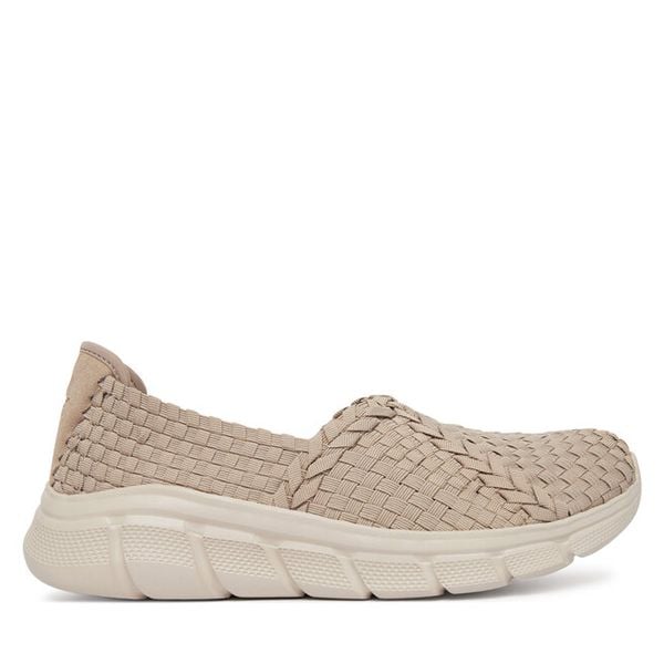Baleriny Skechers. Brązowe balerinki damskie Skechers, bez wzorów, bez obcasa, bez zapięcia. Za 249.99 zł.