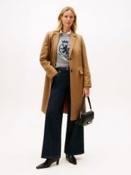 Tommy Hilfiger Wełniany płaszcz z zawartością kaszmiru Kobiety Wełna brązowy, 42. Brązowe płaszcze damskie Tommy Hilfiger, bez wzorów, z kaszmiru, klasyczne, bez kołnierzyka, bez kaptura. Za 1,499.95 zł.