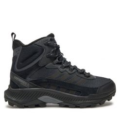 Trekkingi Merrell. Czarne botki męskie Merrell, bez wzorów, sportowe, bez obcasa, bez zapięcia. Za 439.99 zł.