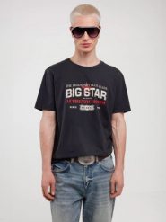 Koszulka męska z nadrukiem z kolekcji Authentic czarna Enifer 906. Czarne t-shirty męskie BIG STAR, l, bez wzorów, z dzianiny, bez kołnierzyka, bez ramiączek. W wyprzedaży za 59.99 zł.