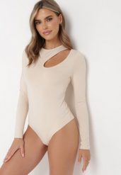 Jasnobeżowe Body z Długim Rękawem i Wycięciem Dugena. Brązowe body Born2be, bez wzorów, z tkaniny. Za 84.99 zł.
