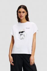 KARL LAGERFELD Biały damski t-shirt Ikon Aquarelle C Loose. Białe t-shirty damskie KARL LAGERFELD, s, bez wzorów, bez kołnierzyka, bez ramiączek. W wyprzedaży za 289.99 zł.