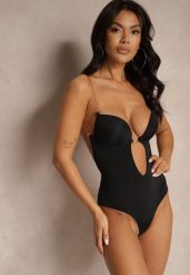Czarne Modelujące Body z Usztywniany Miseczkami na Regulowanych Ramiączkach Pinnessa. Czarne body Renee, bez wzorów. Za 69.99 zł.