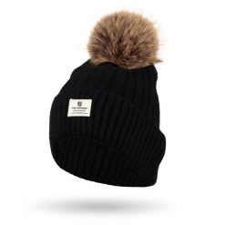 Czapka czarna Peterson PTN HAT-07. Czarne czapki damskie Peterson, na zimę, bez wzorów, z futra, eleganckie. Za 41.99 zł.