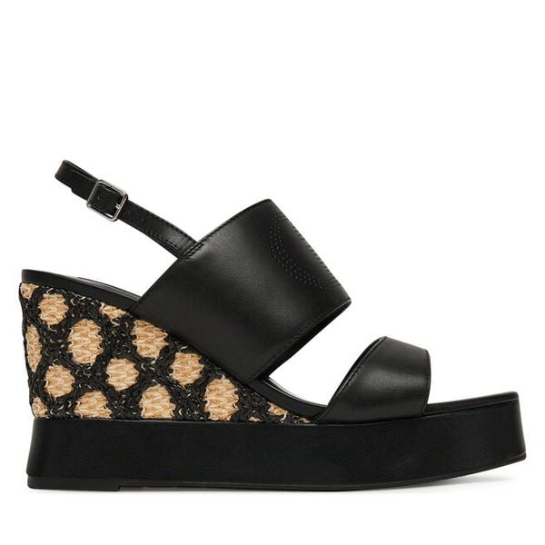 Sandały Liu Jo. Czarne sandały damskie Liu Jo, bez wzorów, bez obcasa, na koturnie, bez zapięcia. Za 539.99 zł.