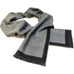 Szaro-czarny szalik męski R24. Czarne szaliki męskie Modini Moda Męska, bez wzorów. Za 49.51 zł.