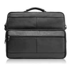 Torba męska na ramię skórzana czarna Abruzzo ABR-02. Czarne torby na laptopa damskie Abruzzo, z aplikacjami, z materiału. Za 189.99 zł.