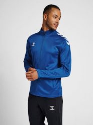 Bluza sportowa dla dorosłych Hummel Core XK Poly Zip Sweat. Niebieskie bluzy damskie Hummel, l, bez wzorów, z dresówki, klasyczne, bez ramiączek, bez kaptura. Za 161.00 zł.