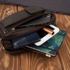 Saszetka męska do ręki skórzana dwukomorowa brązowa Paolo Peruzzi T-131-BR. Brązowe saszetki i nerki męskie z materiału, do ręki. Za 129.00 zł.