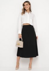 Czarna Klasyczna Spódnica Midi Rozkloszowana Verettia. Czarne spódnice damskie Born2be, na co dzień, uniwersalny, z aplikacjami, eleganckie, midi, rozkloszowane. Za 44.99 zł.