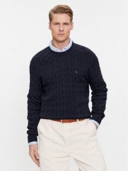 Tommy Hilfiger Sweter MW0MW33132 Granatowy Relaxed Fit. Niebieskie swetry męskie Tommy Hilfiger, m, bez wzorów, z bawełny, bez kołnierzyka, bez ramiączek. Za 609.99 zł.