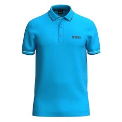 Koszulka Polo męska BOSS Paul Pro Turquoise/Aqua slim fit turkusowa. Niebieskie koszulki sportowe męskie Boss, m, bez wzorów, bez ramiączek. Za 279.00 zł.