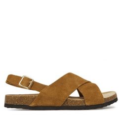 Sandały ONLY Shoes. Brązowe sandały damskie ONLY Shoes, bez wzorów, bez obcasa, na płaskiej podeszwie, bez zapięcia. Za 149.99 zł.