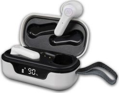 Bezprzewodowe słuchawki douszne powerbank etui Air Bass Pro 18 białe. Białe słuchawki bezprzewodowe Platinium. Za 225.42 zł.