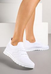 Białe Buty Sportowe Sneakersy z Elastyczną Cholewką Turezia. Białe obuwie sportowe damskie Renee, bez wzorów, z jeansu, bez zapięcia, trekkingowe. Za 69.99 zł.
