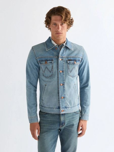 MESKA KURTKA WRANGLER DENIM JACKET THUNDER 112378497. Kurtki męskie Wrangler, l, bez wzorów, z denimu, bez kaptura. Za 299.99 zł.