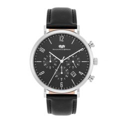 Rhodenwald & Söhne Chronograf Arakon Srebrny Skóra naturalna Czarny Zegarki męskie 1 ct Męskie. Czarne, analogowe zegarki męskie Rhodenwald & Söhne, z aplikacjami, z koronki, srebrne. Za 669.99 zł.