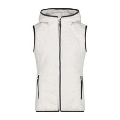 Damska kurtka bez rękawów z kapturem CMP. Białe kurtki sportowe damskie CMP, bez wzorów, z puchu, bez ramiączek, z kapturem, trekkingowe. Za 314.00 zł.