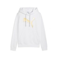 Damska bluza z kapturem ESS METALLIC PUMA. Białe bluzy damskie Puma, m, bez wzorów, z bawełny, klasyczne, bez ramiączek, z kapturem. Za 249.00 zł.