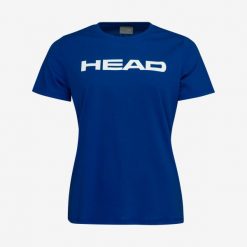 T-shirt damski Club Lucy. Niebieskie t-shirty damskie Head, bez wzorów, z bawełny, sportowe, bez kołnierzyka, bez ramiączek. W wyprzedaży za 87.50 zł.