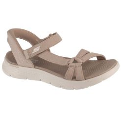Sandały damskie, Slip-Ins: Go Walk Flex Sandal - Illuminate. Brązowe sandały damskie Skechers, bez wzorów, bez obcasa, bez zapięcia. Za 328.60 zł.