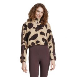 Bluza damska ADIDAS Gym & Pilates. Brązowe bluzy damskie Adidas, l, bez wzorów, z materiału, sportowe, bez ramiączek, bez kaptura. Za 329.99 zł.