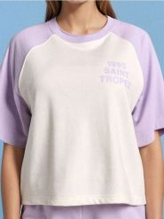 Bluza z krótkim rękawem - fioletowy. Fioletowe bluzy damskie Sinsay, l, bez wzorów, bez ramiączek, bez kaptura. W wyprzedaży za 27.99 zł.
