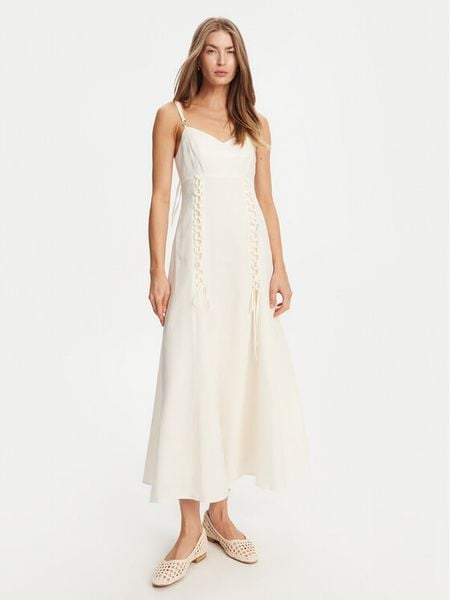 TWINSET Sukienka letnia 251TT2070 Écru Regular Fit. Sukienki damskie Twinset, na lato, bez wzorów, z lyocellu, bez kołnierzyka, bez ramiączek. Za 599.99 zł.